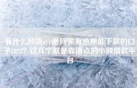 有什么网贷app是网黑有逾期能下款的口子2022？这几个就是靠谱点的小额借款平台