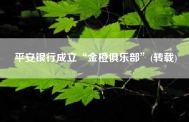 平安银行成立“金橙俱乐部”(转载)