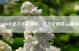 5000元必下小额贷款，这几个网贷app值得一试！