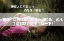 整理一份黑征信也能贷款的网贷，这几个借款软件口子了解一下！