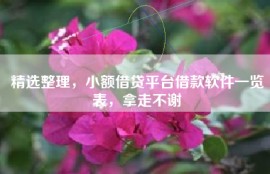精选整理，小额借贷平台借款软件一览表，拿走不谢
