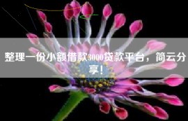 整理一份小额借款3000贷款平台，简云分享！