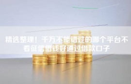 精选整理！千万不能错过的哪个平台不看征信借钱好通过借款口子