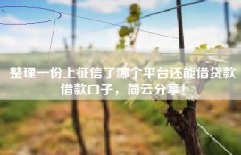 整理一份上征信了哪个平台还能借贷款借款口子，简云分享！