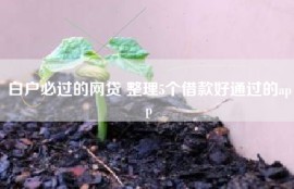 白户必过的网贷 整理5个借款好通过的app