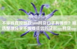不审核直接放款5000网贷口子有哪些？精选整理分享不需要征信的贷款app网贷app