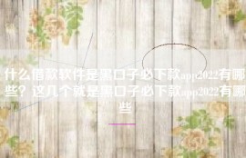 什么借款软件是黑口子必下款app2022有哪些？这几个就是黑口子必下款app2022有哪些