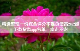 精选整理一份综合评分不足负债高2022能下款贷款app名单，拿走不谢