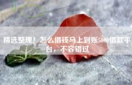 精选整理！怎么借钱马上到账5000借款平台，不容错过