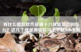 有什么借款软件是满十八就能贷款的平台？这几个就是黑贷款马上下款3000无前期