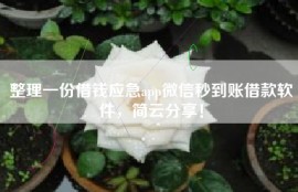 整理一份借钱应急app微信秒到账借款软件，简云分享！