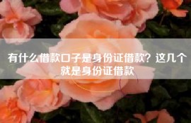 有什么借款口子是身份证借款？这几个就是身份证借款