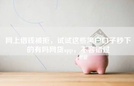 网上借钱被拒，试试这些黑户口子秒下的有吗网贷app，不容错过