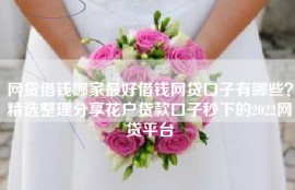 网贷借钱哪家最好借钱网贷口子有哪些？精选整理分享花户贷款口子秒下的2022网贷平台