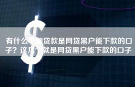 有什么小额贷款是网贷黑户能下款的口子？这几个就是网贷黑户能下款的口子