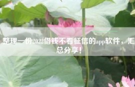 整理一份2022借钱不看征信的app软件，汇总分享！