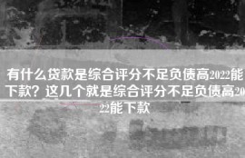 有什么贷款是综合评分不足负债高2022能下款？这几个就是综合评分不足负债高2022能下款