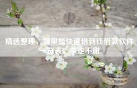 精选整理，哪里能快速借到钱借款软件一览表，拿走不谢
