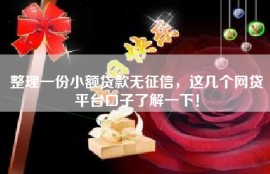 整理一份小额贷款无征信，这几个网贷平台口子了解一下！