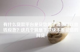 有什么贷款平台是征信黑了哪里可以借钱应急？这几个就是下款快不看征信的网贷