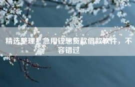 精选整理！急用钱想贷款借款软件，不容错过