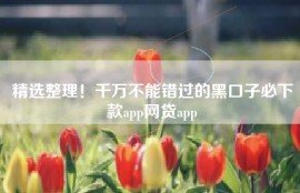 精选整理！千万不能错过的黑口子必下款app网贷app