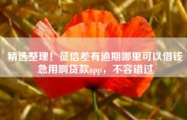 精选整理！征信差有逾期哪里可以借钱急用啊贷款app，不容错过
