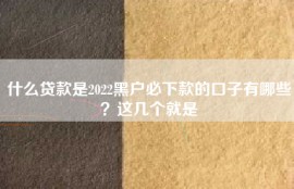 什么贷款是2022黑户必下款的口子有哪些？这几个就是