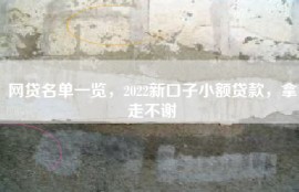 网贷名单一览，2022新口子小额贷款，拿走不谢