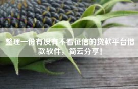 整理一份有没有不看征信的贷款平台借款软件，简云分享！