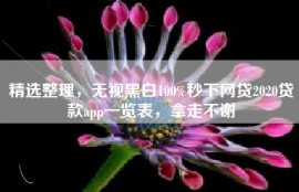 精选整理，无视黑白100%秒下网贷2020贷款app一览表，拿走不谢