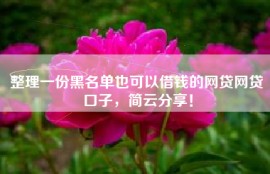 整理一份黑名单也可以借钱的网贷网贷口子，简云分享！