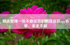 精选整理一份不查征信的网贷贷款app名单，拿走不谢