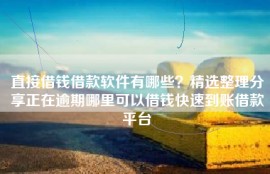 直接借钱借款软件有哪些？精选整理分享正在逾期哪里可以借钱快速到账借款平台