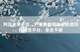 网贷名单一览，严重逾期哪里还能借到钱网贷平台，拿走不谢