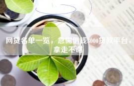 网贷名单一览，急需借钱3000贷款平台，拿走不谢