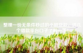 整理一份无条件秒过的小额贷款，这几个借款平台口子了解一下！