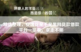 精选整理，安逸花是不是黑网货款借款平台一览表，拿走不谢