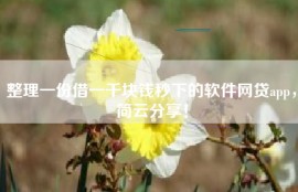 整理一份借一千块钱秒下的软件网贷app，简云分享！
