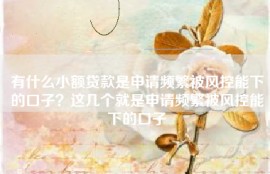 有什么小额贷款是申请频繁被风控能下的口子？这几个就是申请频繁被风控能下的口子