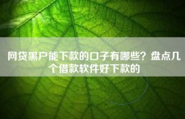 网贷黑户能下款的口子有哪些？盘点几个借款软件好下款的