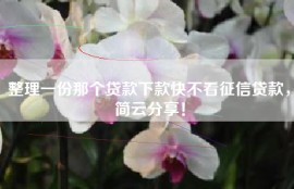 整理一份那个贷款下款快不看征信贷款，简云分享！