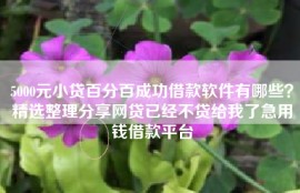 5000元小贷百分百成功借款软件有哪些？精选整理分享网贷已经不贷给我了急用钱借款平台