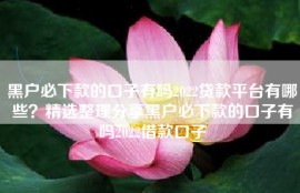 黑户必下款的口子有吗2022贷款平台有哪些？精选整理分享黑户必下款的口子有吗2022借款口子