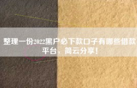 整理一份2022黑户必下款口子有哪些借款平台，简云分享！
