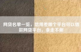 网贷名单一览，信用差哪个平台可以借款网贷平台，拿走不谢