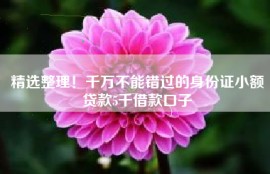 精选整理！千万不能错过的身份证小额贷款5千借款口子