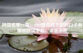 网贷名单一览，2022借款必下款的口子有哪些网贷平台，拿走不谢