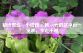 精选整理，小借钱100到500元借款平台一览表，拿走不谢