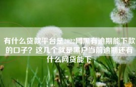 有什么贷款平台是2022网黑有逾期能下款的口子？这几个就是黑户当前逾期还有什么网贷能下